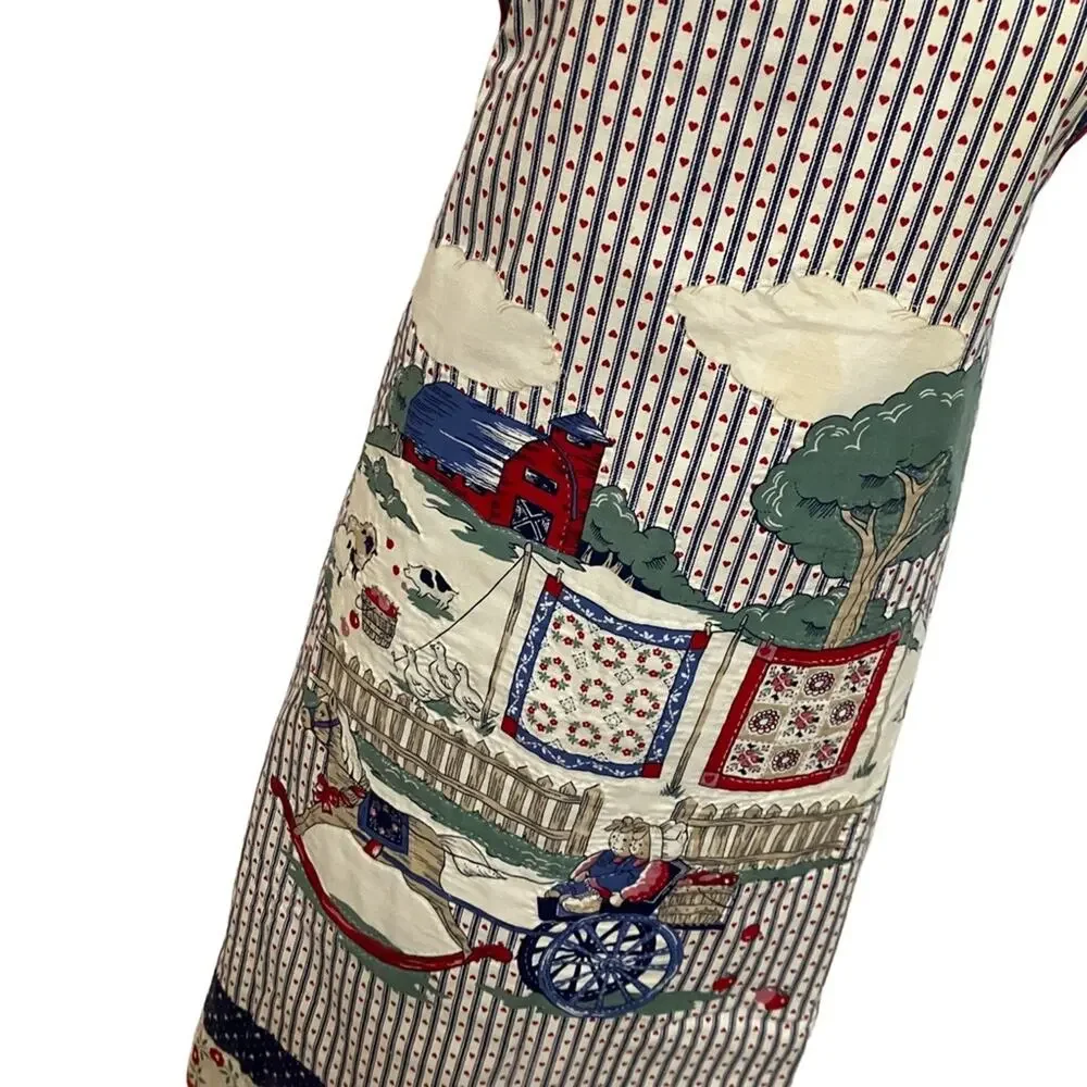 Hand Crafted Multicolor Apron with Red Trim